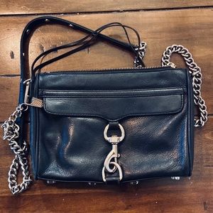 Rebecca Minkoff crossbody handbag - black leather and silver size 9 X 6